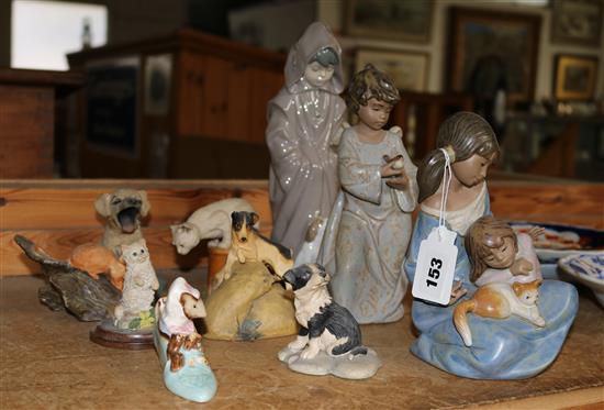 2 Lladro figures, Nao figure & other animal figures